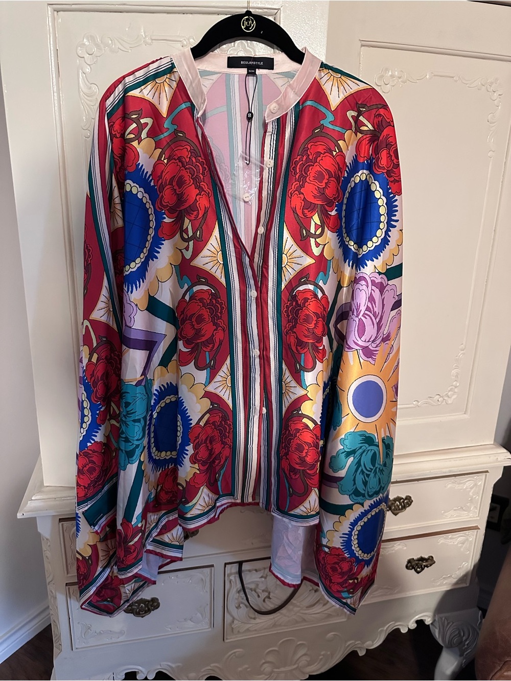 Beulah Style Vibes Multicolor Floral Print  Dolman Sleeve Blouse